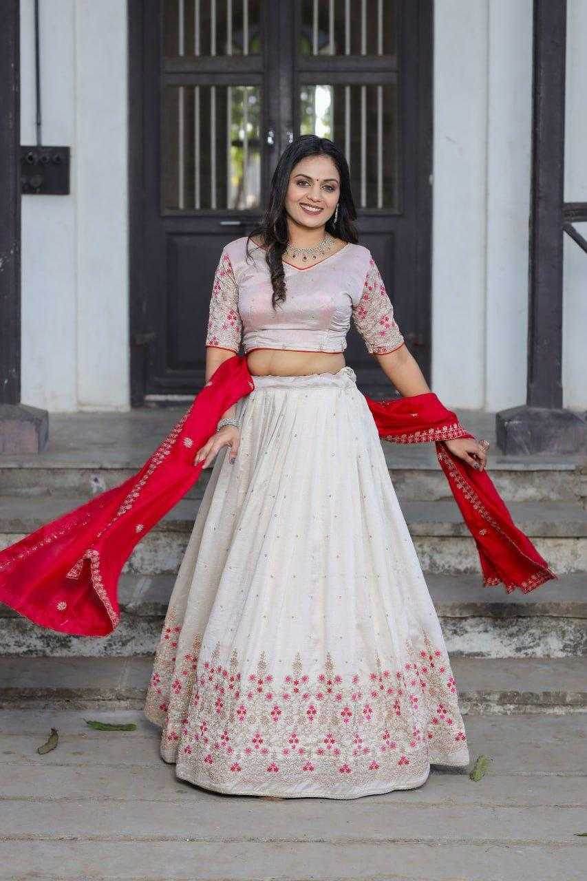 Vichitra Silk Designer Embroidered Lehenga - MYLUXURY LANE ENTERPRISE